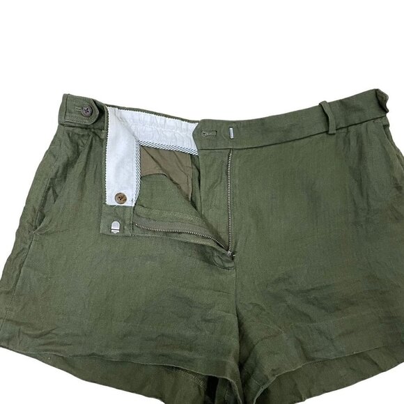 J. CREW 100% Linen Breathable Lightweight Shorts Pockets Olive Green size 12 - Picture 4 of 7
